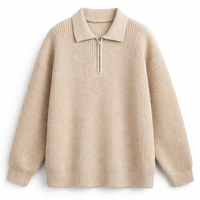 Ruben | Pullover mit Quarter-Zip in Beige