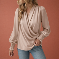 Wickelbluse mit V-Ausschnitt für Damen | Rianne in Beige