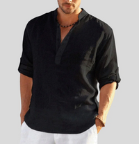 Elegantes Leinenhemd Herren in Schwarz