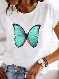 Leonora | Damen Herz Print T-Shirt Rundhals Kurzarm in Weiß 2