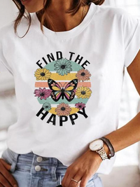 Leonora | Damen Herz Print T-Shirt Rundhals Kurzarm in Weiß 6