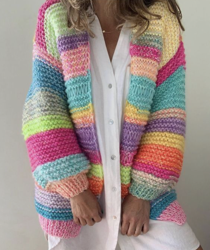 Regenbogen-Strickjacke für Frauen