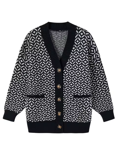Ulrika | Strickjacke mit Geometrischem Muster und Knopfleiste