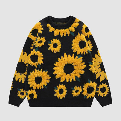 ILARIA - Trendiger Strickpullover mit strahlendem Sonnenblumen-Muster