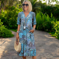 Isla | Damen Sommerkleid Strahlend Leicht Feminin Romantic Frisch in Blau