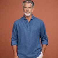 Lässiges Herren Henley-Shirt mit Knopfleiste für Herren | Tijn in Blau