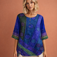 Oversized Sommeroberteil mit buntem Druck für Damen | Noëlle in Blau