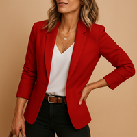 Margot | Damen Blazer Langarm Figurbetont Elegant Business Modern in Dunkelrot