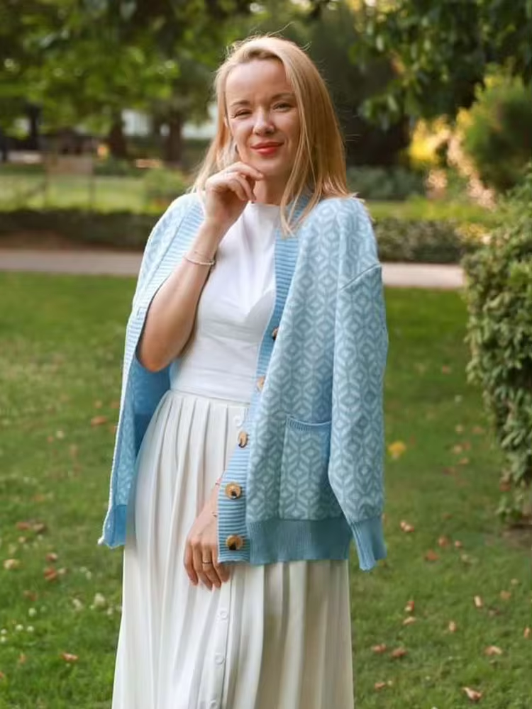 Ulrika | Strickjacke mit Geometrischem Muster und Knopfleiste