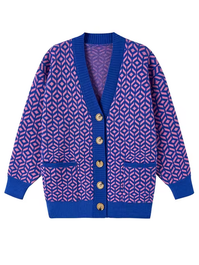 Ulrika | Strickjacke mit Geometrischem Muster und Knopfleiste