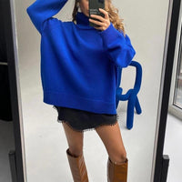 Damen Langarm-Turtleneck-Pullover in Blau