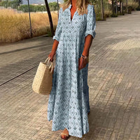 Thea | Damen Boho Maxikleid Fließend Romantic Sommer Festival in Blau