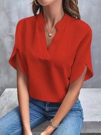 Elisabeth | Damen fließende V-Ausschnitt Bluse in Rot