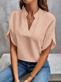 Elisabeth | Damen fließende V-Ausschnitt Bluse in Pink