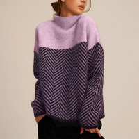 LINE – Warmer pullover mit Stehkragen in Lila