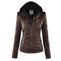 Roxanne | Damen Lederjacke Kapuze Urban Robust Modern Statement in Braun