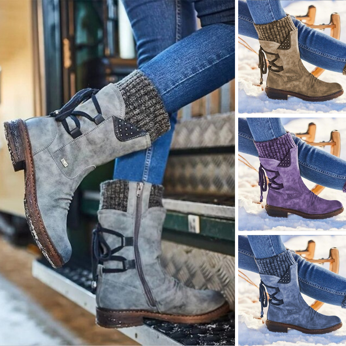 Stylische Vegane Leder Cowboy Schneeboots für Damen | Perfekt für legere Tage