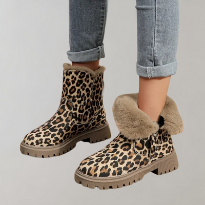 Kathy - Stylische Damenstiefel mit trendigem Leopardenprint für ultimative Wärme