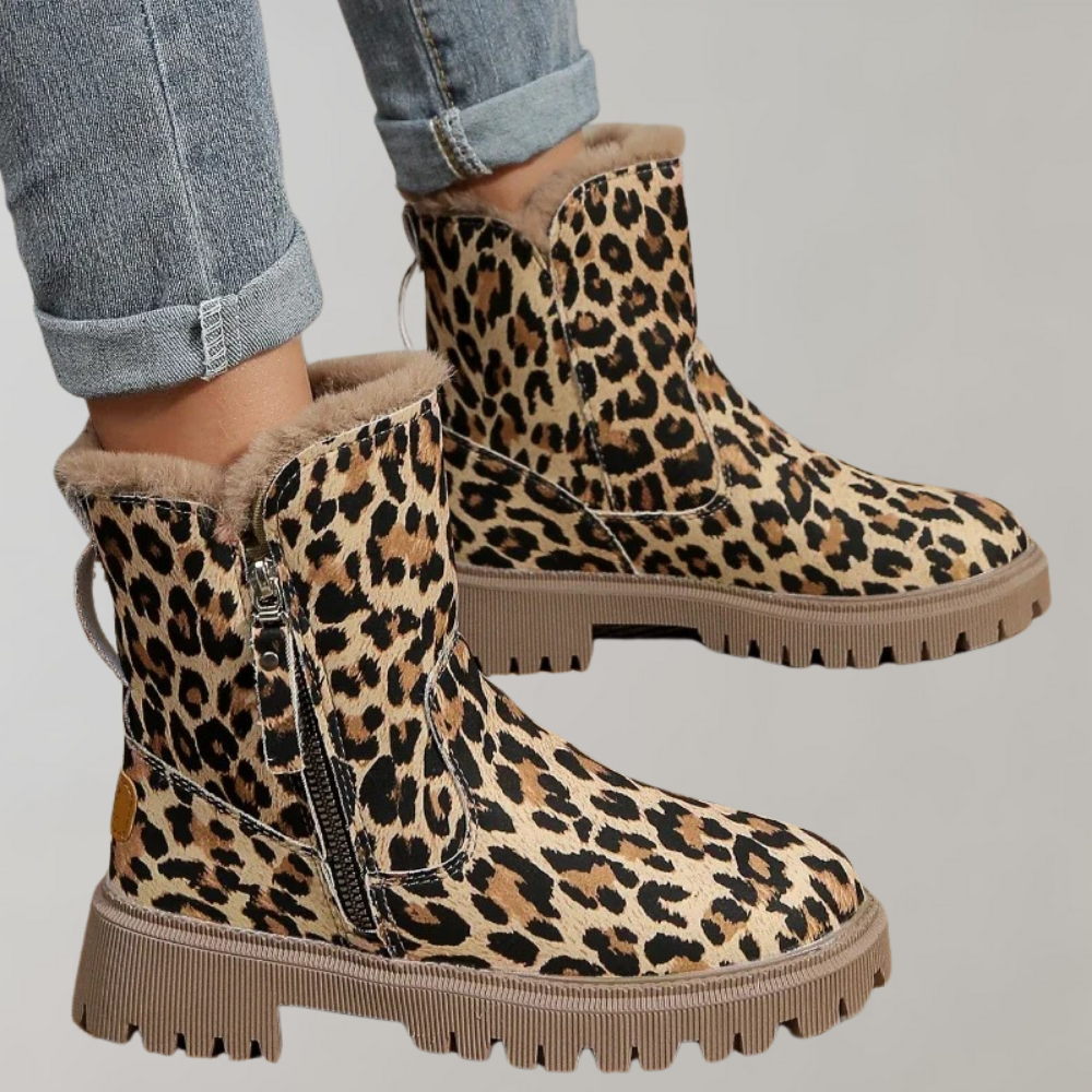 Kathy - Stylische Damenstiefel mit trendigem Leopardenprint für ultimative Wärme