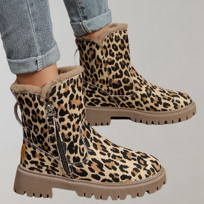 Kathy - Stylische Damenstiefel mit trendigem Leopardenprint für ultimative Wärme