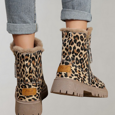 Kathy - Stylische Damenstiefel mit trendigem Leopardenprint für ultimative Wärme
