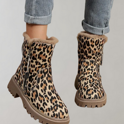 Kathy - Stylische Damenstiefel mit trendigem Leopardenprint für ultimative Wärme