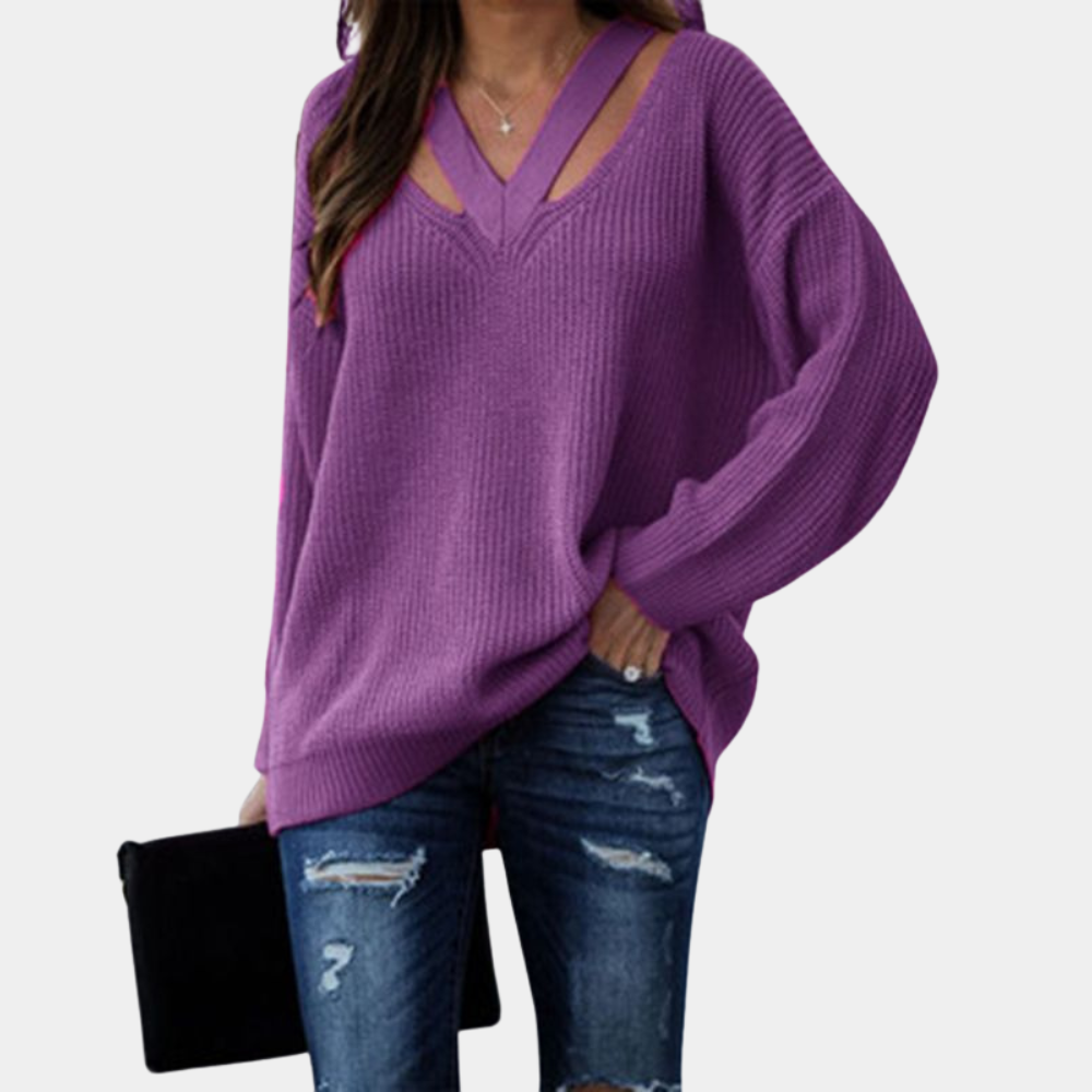Eleganter Damenpullover mit V-Ausschnitt von Eva