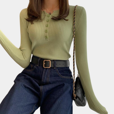 Aija - Bequemer, dehnbarer Rippenpulli für Frauen