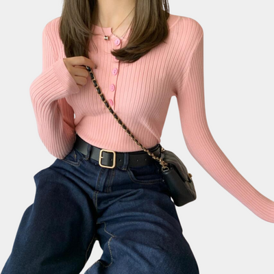 Aija - Bequemer, dehnbarer Rippenpulli für Frauen