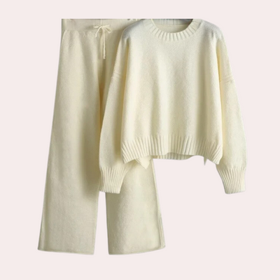 Modisches Set aus Strickpullover und Hose für Frauen
