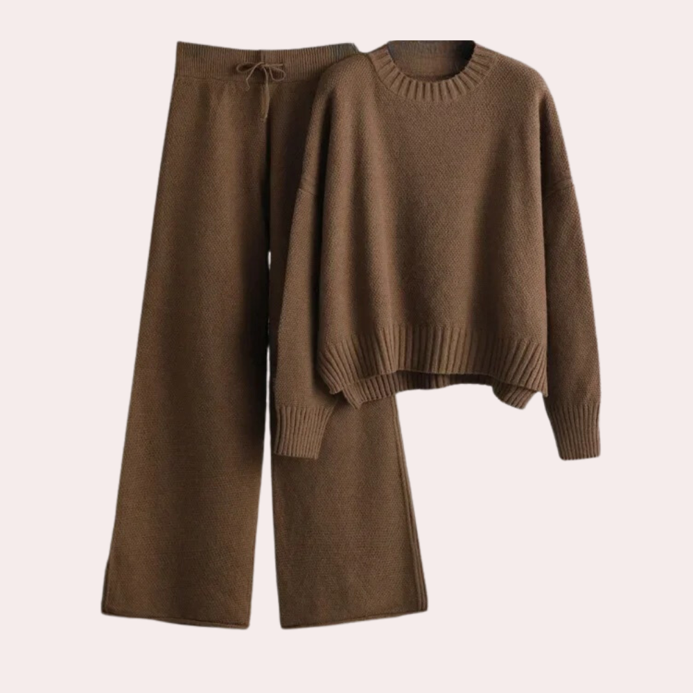 Modisches Set aus Strickpullover und Hose für Frauen
