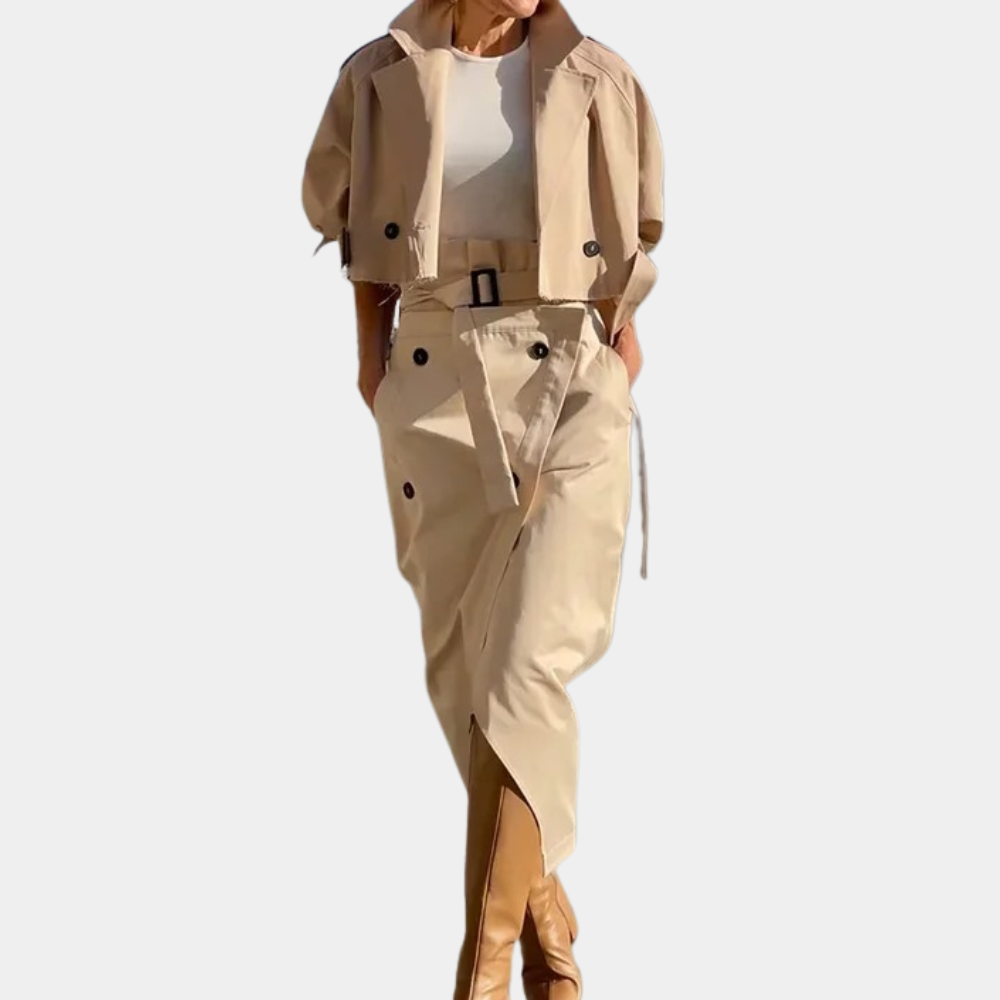 Elegantes Damen-Trenchcoat-Set für einen zeitlosen Look