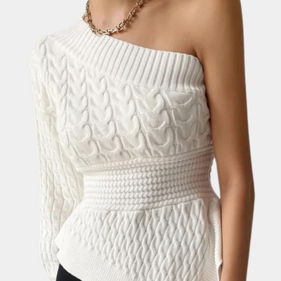 Eleganter Damenpullover mit asymmetrischer Schulterpartie