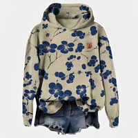 Emelyn - Damen Hoodie mit Blumen-Akzent in Blau