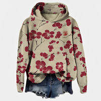 Emelyn - Damen Hoodie mit Blumen-Akzent in Rot