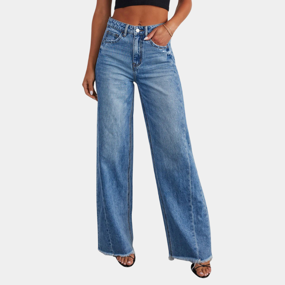 Blaue Weite Jeans für Damen