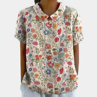 Lebendiges Blusenshirt für Frauen | Kurzarm in Aprikose