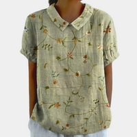 Lebendiges Blusenshirt für Frauen | Kurzarm in Grün