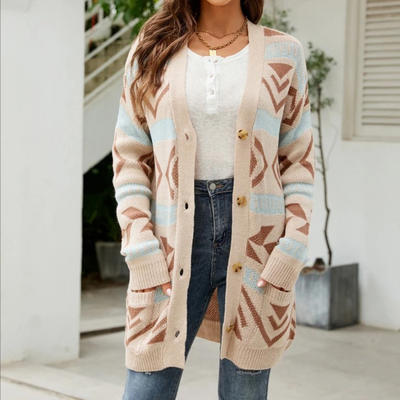 Judith - Stilvolle karierte Damen Strickjacke