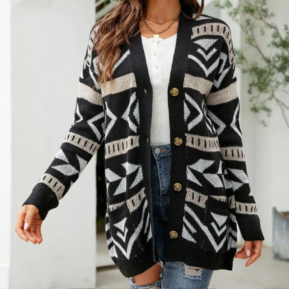 Judith - Stilvolle karierte Damen Strickjacke