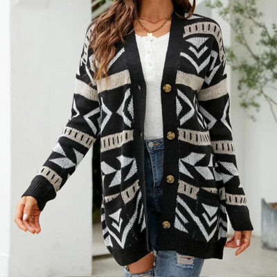 Judith - Stilvolle karierte Damen Strickjacke