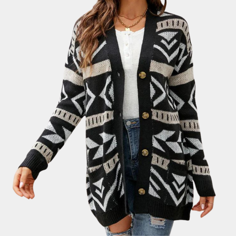 Judith - Stilvolle karierte Damen Strickjacke