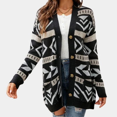 Judith - Stilvolle karierte Damen Strickjacke