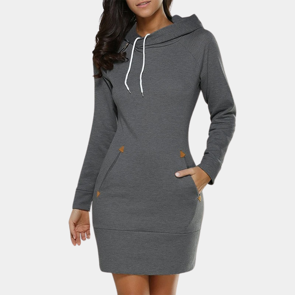 Ines - Stylisches Pulloverkleid mit Kapuze für Frauen