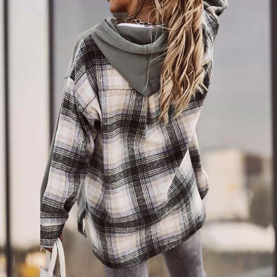 April - Stylischer Langarmpullover mit schickem Patchwork-Design