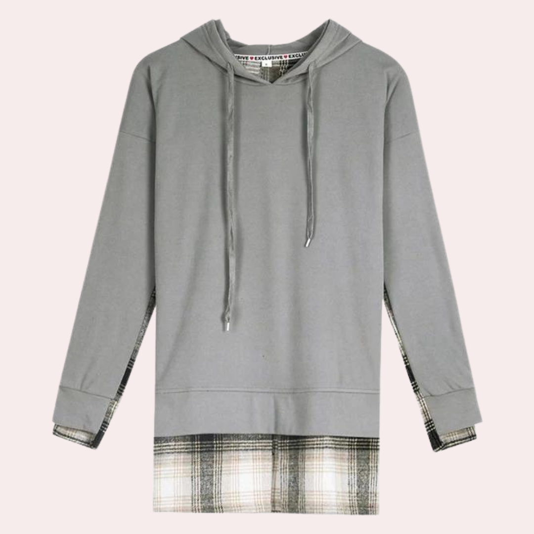 April - Stylischer Langarmpullover mit schickem Patchwork-Design