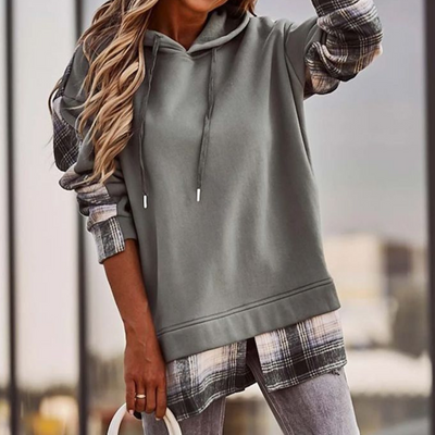 April - Stylischer Langarmpullover mit schickem Patchwork-Design