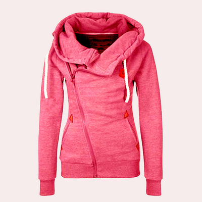 Kanny - Stylischer Damenpullover mit Reißverschluss und bequemer Kapuze
