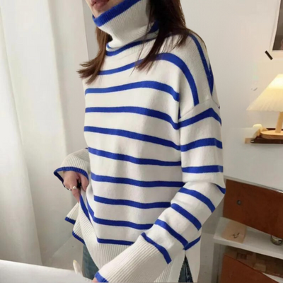 Clarice - Modischer gestreifter Rollkragenpullover für Frauen