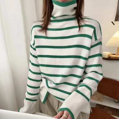 Clarice - Modischer gestreifter Rollkragenpullover für Frauen